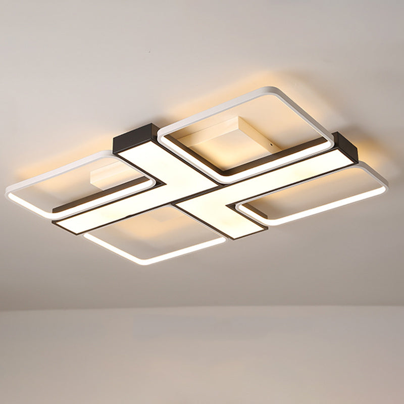 Black L Shaped LED Ceiling Mount Light Fixture Modern Metal Flush Mount Lighting for Study Room in Warm/White, 19"/24.5"/31.5" W Clearhalo 'Ceiling Lights' 'Close To Ceiling Lights' 'Close to ceiling' 'Flush mount' Lighting' 1401505