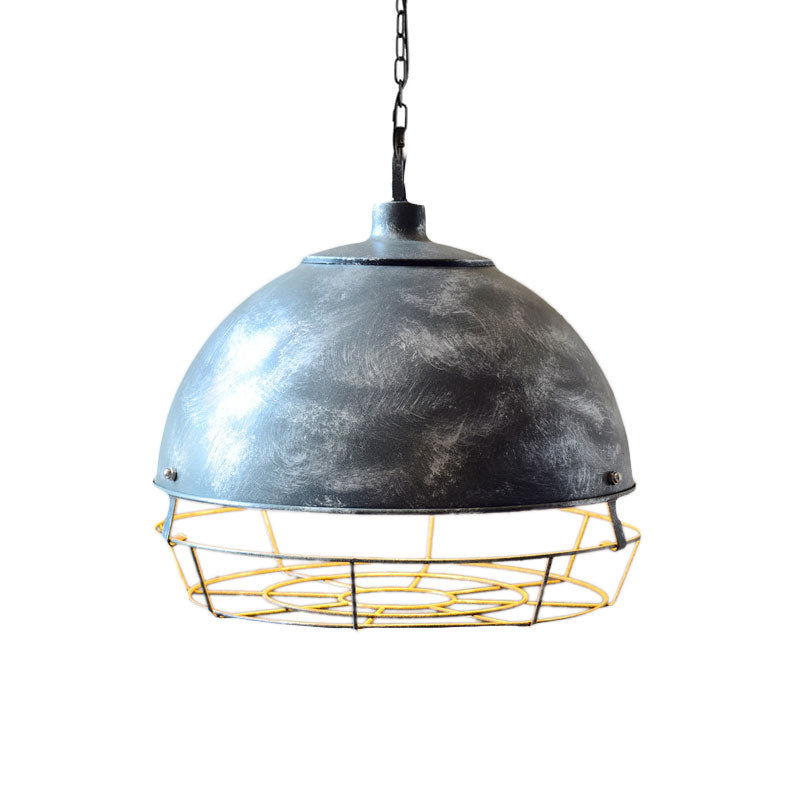 Vintage Dome Shade Pendant Lamp 1 Head Iron Hanging Light Fixture in Black/Aged Silver for Dining Room Clearhalo 'Art Deco Pendants' 'Black' 'Cast Iron' 'Ceiling Lights' 'Ceramic' 'Crystal' 'Industrial Pendants' 'Industrial' 'Metal' 'Middle Century Pendants' 'Pendant Lights' 'Pendants' 'Rustic Pendants' 'Tiffany' Lighting' 1417014