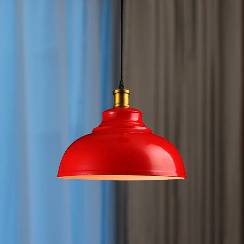 1 Head Ceiling Pendant Vintage Style Domed Metal Suspension Light with Cord in Black/Green for Living Room Clearhalo 'Art Deco Pendants' 'Cast Iron' 'Ceiling Lights' 'Ceramic' 'Crystal' 'Industrial Pendants' 'Industrial' 'Metal' 'Middle Century Pendants' 'Pendant Lights' 'Pendants' 'Tiffany' Lighting' 1419769