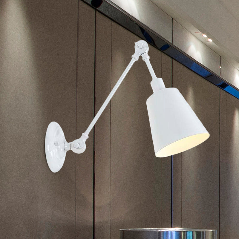 1 Light Metallic Wall Mount Light Contemporary Black/Rust Tapered Bedroom Wall Light Sconce with Adjustable Arm Clearhalo 'Art deco wall lights' 'Cast Iron' 'Glass' 'Industrial wall lights' 'Industrial' 'Middle century wall lights' 'Modern' 'Rustic wall lights' 'Tiffany' 'Traditional wall lights' 'Wall Lamps & Sconces' 'Wall Lights' Lighting' 1420130