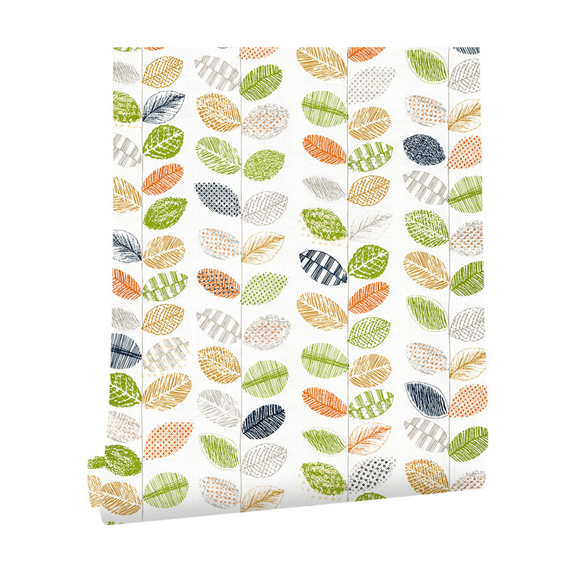 Yellow-Green Leaves Stick-On Wallpaper Removable Country Style Living Room Wall Art Clearhalo 'Country wall decor' 'Rustic' 'Wallpaper' Wall Decor' 1424305