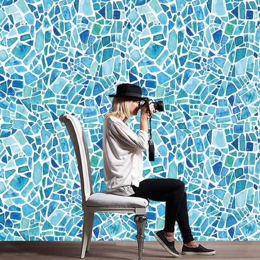 Boho Pebble Tile Mosaics Wallpaper Panel Blue Peel and Stick Wall Covering for Bathroom Clearhalo 'Wall Decor' 'Wallpaper' 1424869