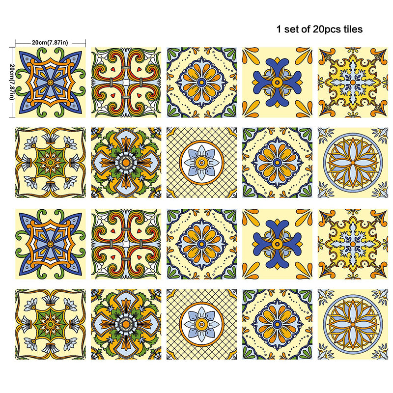 Tribal Mandala Peel Wallpaper Panel Set for Washroom Bohemian Patterned Wall Art, 8.6-sq ft Clearhalo 'Wall Decor' 'Wallpaper' 1424981