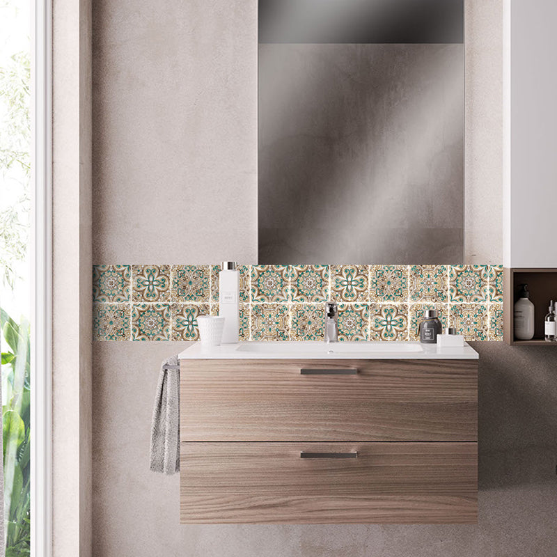 Boho Floral Self Sticking Wallpaper Panel Grey-Green Bedroom Wall Art, 8' L x 8" W Clearhalo 'Wall Decor' 'Wallpaper' 1425127