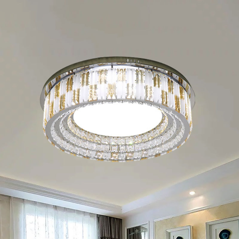 Modern Round Flush Light Fixture Crystal Blocks LED Ceiling Mount in Stainless-Steel, 23.5"/31.5" Width Clearhalo 'Ceiling Lights' 'Close To Ceiling Lights' 'Close to ceiling' 'Flush mount' Lighting' 1425776