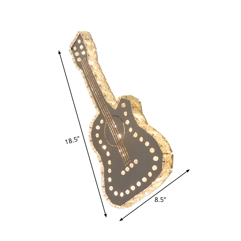 Guitar Bedchamber Wall Lamp Modern Clear K9 Crystal Blocks LED Gray Surface Wall Sconce Clearhalo 'Modern wall lights' 'Modern' 'Wall Lamps & Sconces' 'Wall Lights' Lighting' 1426107