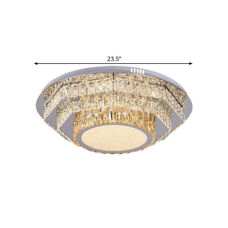 LED Round Ceiling Lamp Modern Stainless-Steel Rectangular-Cut Crystals Flushmount with Flower/Octagon/Oval Design Clearhalo 'Ceiling Lights' 'Close To Ceiling Lights' 'Close to ceiling' 'Flush mount' Lighting' 1426482