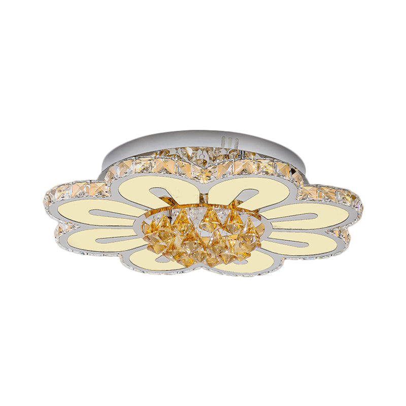 Amber Crystal Blocks White Finish Flushmount Peach Blossom LED Contemporary Lighting Fixture Clearhalo 'Ceiling Lights' 'Close To Ceiling Lights' 'Close to ceiling' 'Flush mount' Lighting' 1426519