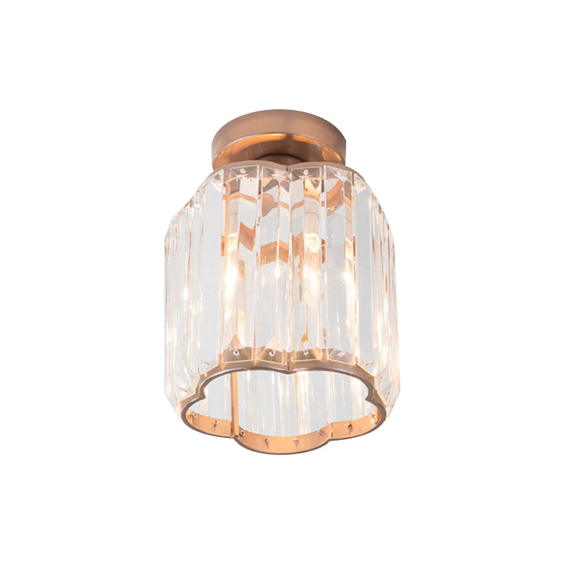 1 Head Plum Blossom Shade Semi Flush Light Contemporary Gold Canopy Clear Crystal Ceiling Flush Mount Clearhalo 'Ceiling Lights' 'Close To Ceiling Lights' 'Close to ceiling' 'Semi-flushmount' Lighting' 1432845