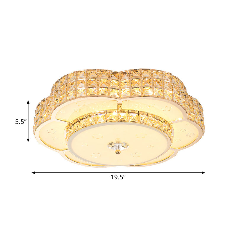 Modern Flower/Round Flush Ceiling Light Clear Beveled Crystals LED Lighting Fixture in Champagne for Parlor Clearhalo 'Ceiling Lights' 'Close To Ceiling Lights' 'Close to ceiling' 'Flush mount' Lighting' 1433391