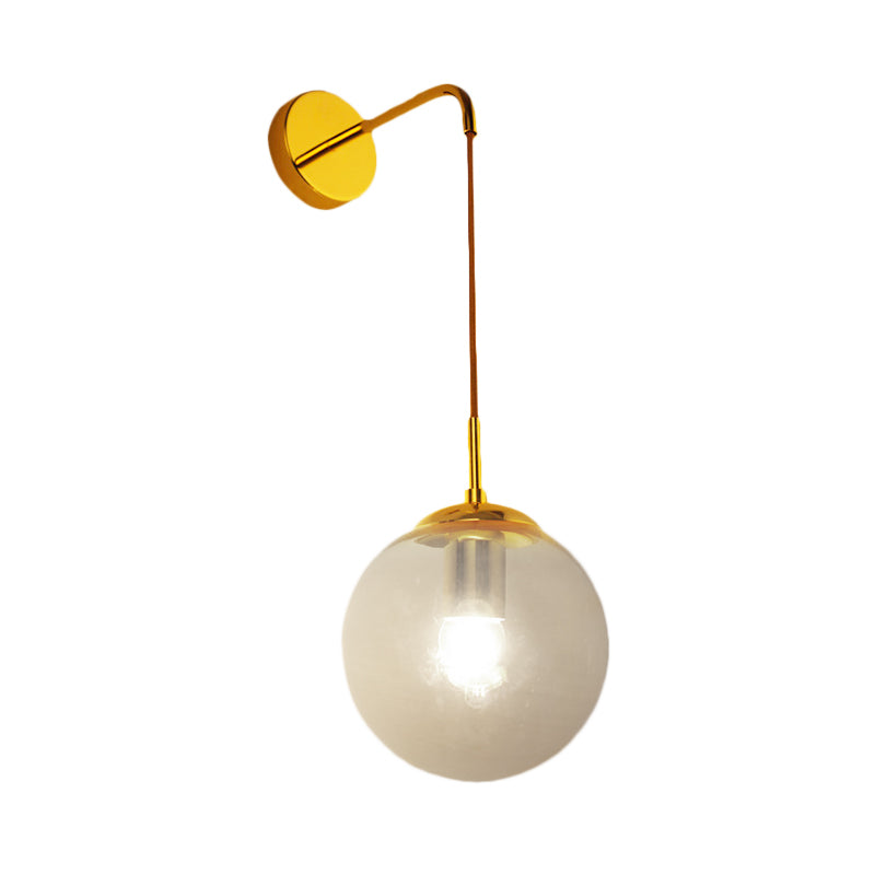 1 Light Globe Sconce Light Fixture Industrial Amber Glass Wall Lamp in Black/Brass for Living Room Clearhalo 'Art deco wall lights' 'Cast Iron' 'Glass' 'Industrial wall lights' 'Industrial' 'Middle century wall lights' 'Modern' 'Rustic wall lights' 'Tiffany' 'Traditional wall lights' 'Wall Lamps & Sconces' 'Wall Lights' Lighting' 143487