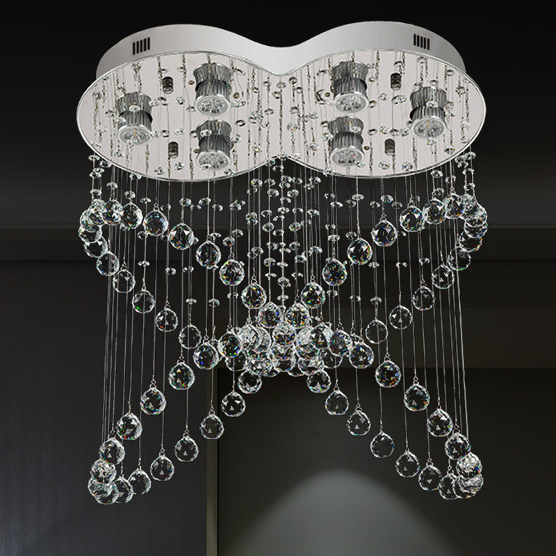 4-Ring Crystal Ball Flush Mount Light Butterfly Shape Modern Flush Mount Pendant Clearhalo 'Ceiling Lights' 'Close To Ceiling Lights' 'Close to ceiling' 'Flush mount' Lighting' 1439992