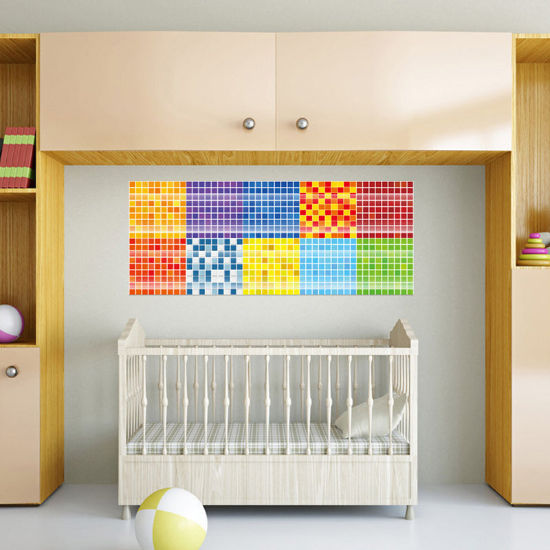 PVC Multicolored Wallpaper Panels Modern Faux Mosaic Tile Adhesive Wall Art, 8' L x 8" W (10 Pcs) Clearhalo 'Wall Decor' 'Wallpaper' 1440419