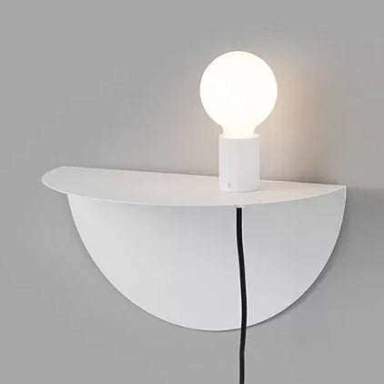 Open Bulb Kids Bedroom Wall Light with Half-Circle Metal 1 Light Nordic Style Sconce Light White Clearhalo 'Wall Lamps & Sconces' 'Wall Lights' Lighting' 14434