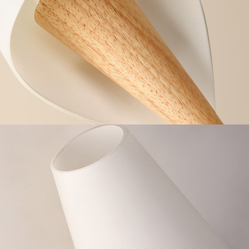 Glass Sweet Cone Wall Light Living Room 1 Light Contemporary Wall Sconce in White & Beige Clearhalo 'Modern wall lights' 'Modern' 'Wall Lamps & Sconces' 'Wall Lights' Lighting' 145083