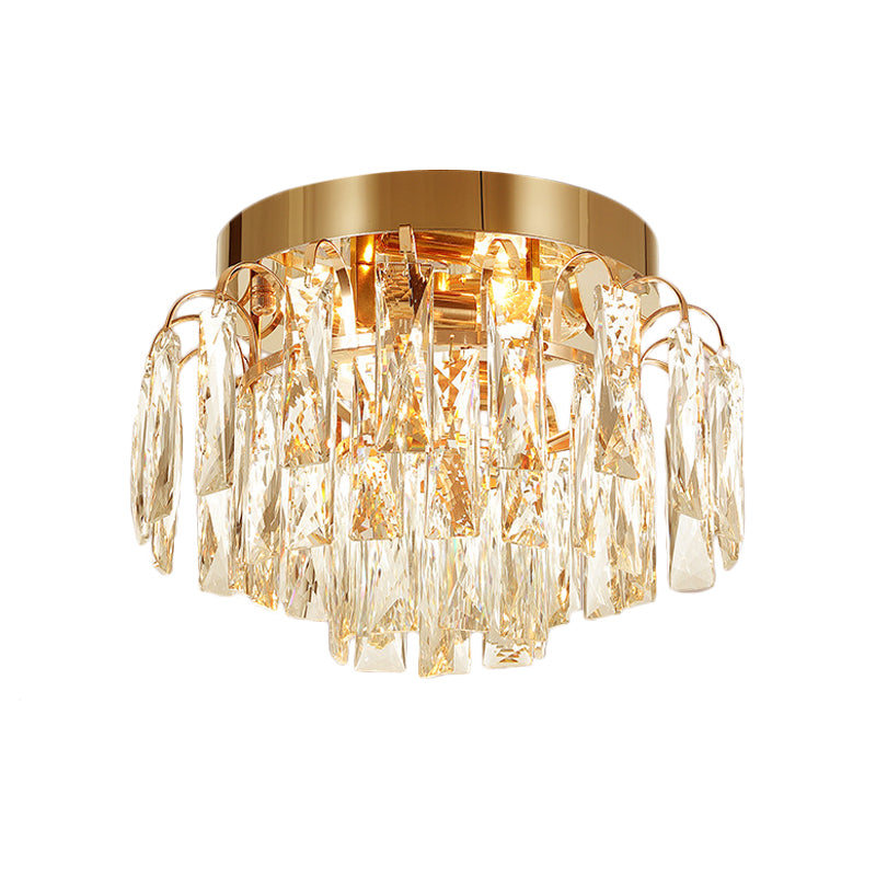 Layered Crystal Rectangles Flushmount Modern Style 2-Bulb Corridor Ceiling Lighting in Nickel/Gold Clearhalo 'Ceiling Lights' 'Close To Ceiling Lights' 'Close to ceiling' 'Flush mount' Lighting' 1451022