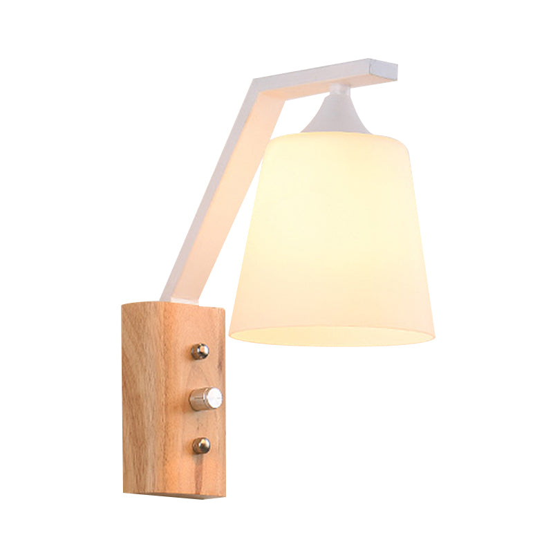 Bucket Shade Stair Corridor Wall Lamp Opal Glass 1 Head Contemporary Sconce Light Clearhalo 'Modern wall lights' 'Modern' 'Wall Lamps & Sconces' 'Wall Lights' Lighting' 145116