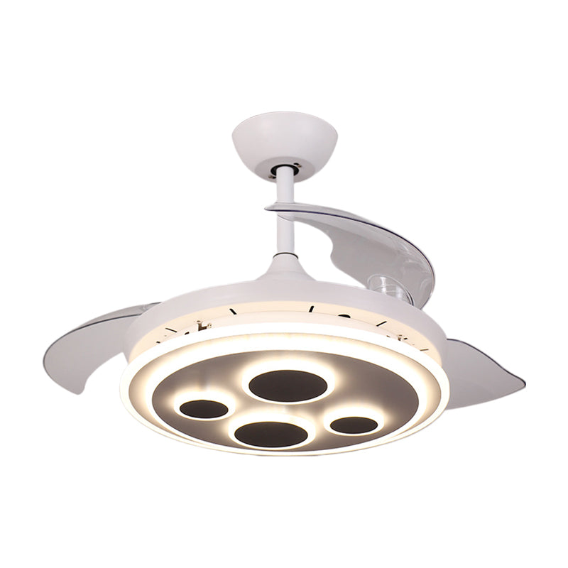 42" W White Circle Semi Flush Simplicity Acrylic 3 Blades LED Hanging Fan Lighting for Drawing Room Clearhalo 'Ceiling Fans with Lights' 'Ceiling Fans' 'Modern Ceiling Fans' 'Modern' Lighting' 1451713