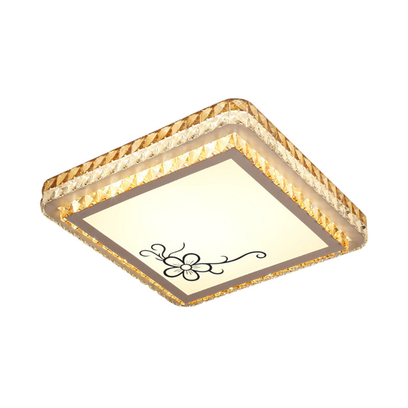 Clear Crystal Inserted Square Flushmount Simple Bedroom LED Flush Mount Ceiling Light Clearhalo 'Ceiling Lights' 'Close To Ceiling Lights' 'Close to ceiling' 'Flush mount' Lighting' 1452338