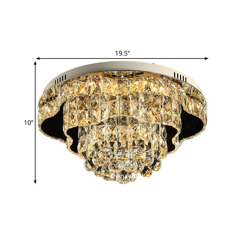 Modern Scalloped Flush Mount Lighting Beveled Crystal LED Ceiling Light Fixture in Chrome for Sleeping Room Clearhalo 'Ceiling Lights' 'Close To Ceiling Lights' 'Close to ceiling' 'Flush mount' Lighting' 1452441