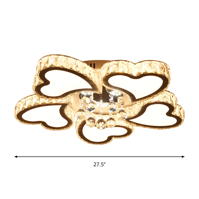 Loving Heart Crystal Block Ceiling Flush Contemporary Stainless-Steel LED Flush Mount Light Clearhalo 'Ceiling Lights' 'Close To Ceiling Lights' 'Close to ceiling' 'Flush mount' Lighting' 1452512