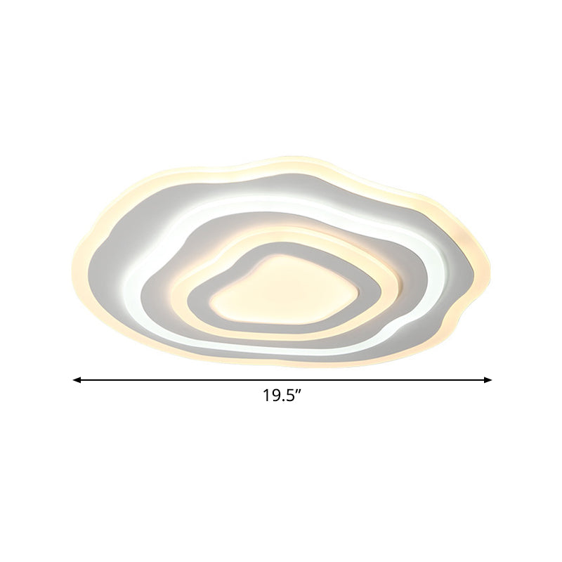 19.5"/23.5" Wide Modern LED Ceiling Lamp Acrylic White Rippling Flush Mount Light in Warm/White Light for Lounge Clearhalo 'Ceiling Lights' 'Close To Ceiling Lights' 'Close to ceiling' 'Flush mount' Lighting' 1454359