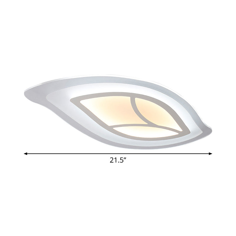 Simple LED Flush Mount Lighting Acrylic White Leaf Shaped Thin Ceiling Light in Warm/White Light Clearhalo 'Ceiling Lights' 'Close To Ceiling Lights' 'Close to ceiling' 'Flush mount' Lighting' 1454372