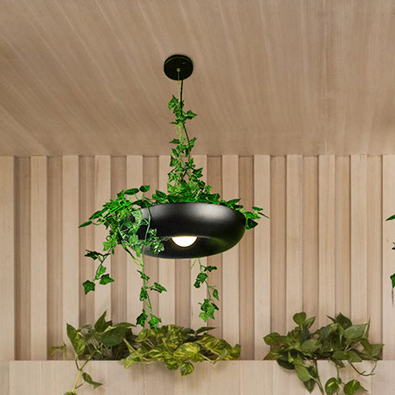 hanging lights with plants Aluminium Bowl Pendant Ceiling Light Industrial 1 Bulb Restaurant Plant Hanging Lamp in Black/White/Green