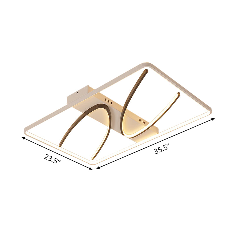 Rectangular Ceiling Flush Light Modernism Aluminum Black-White LED Flush Mount Lamp in Warm/White Light with Curve Design Clearhalo 'Ceiling Lights' 'Close To Ceiling Lights' 'Close to ceiling' 'Flush mount' Lighting' 1455475