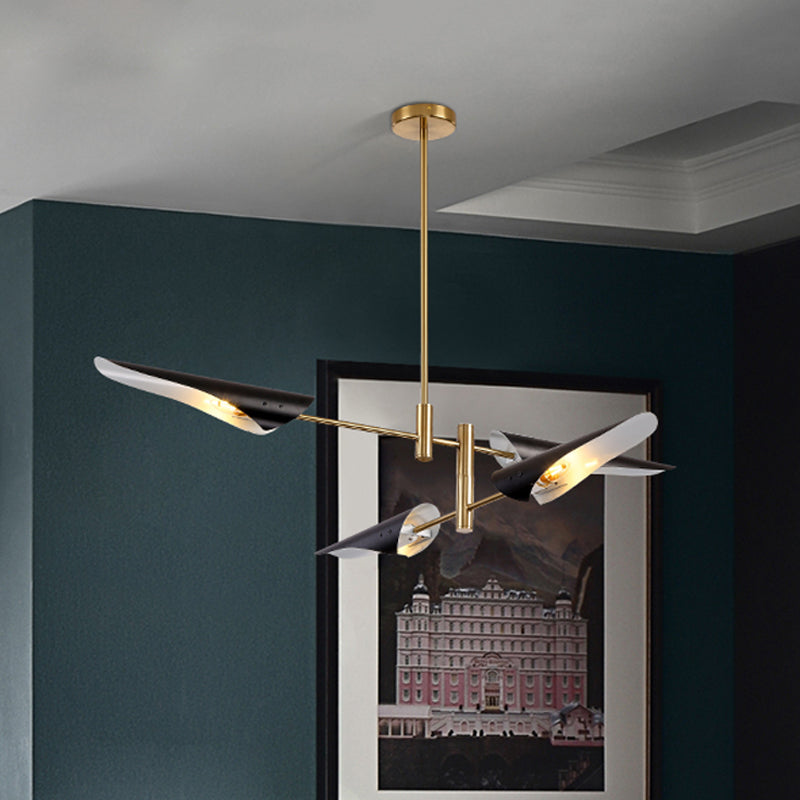 2-Tier Spiked Iron Semi Flush Mount Modern 4 Heads Black/White Ceiling Mount Chandelier with Rotating Arm Clearhalo 'Ceiling Lights' 'Close To Ceiling Lights' 'Close to ceiling' 'Semi-flushmount' Lighting' 1456593