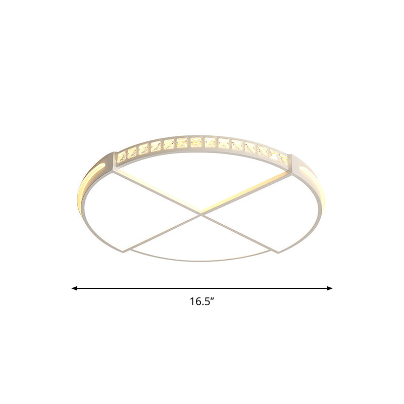 White Circle Division Flush Ceiling Light Minimalist Crystal Encrusted 16.5"/20.5" W LED Flushmount with Acrylic Diffuser Clearhalo 'Ceiling Lights' 'Close To Ceiling Lights' 'Close to ceiling' 'Flush mount' Lighting' 1457213