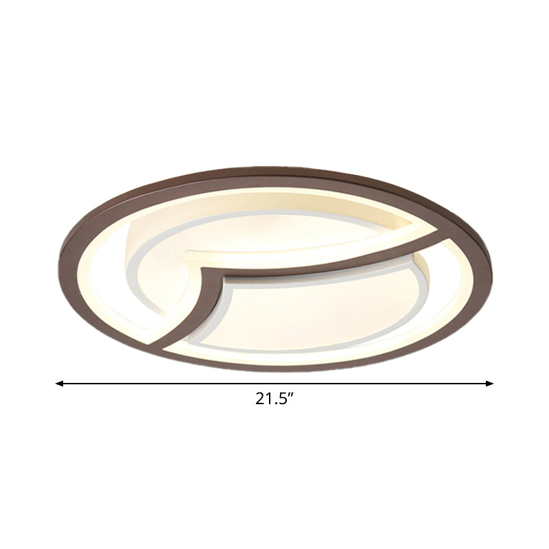 Thin Circle Bedroom Ceiling Flush Nordic Iron 18"/21.5" W LED Flush Light Fixture in Coffee with Gull Pattern, Warm/White Light Clearhalo 'Ceiling Lights' 'Close To Ceiling Lights' 'Close to ceiling' 'Flush mount' Lighting' 1457335