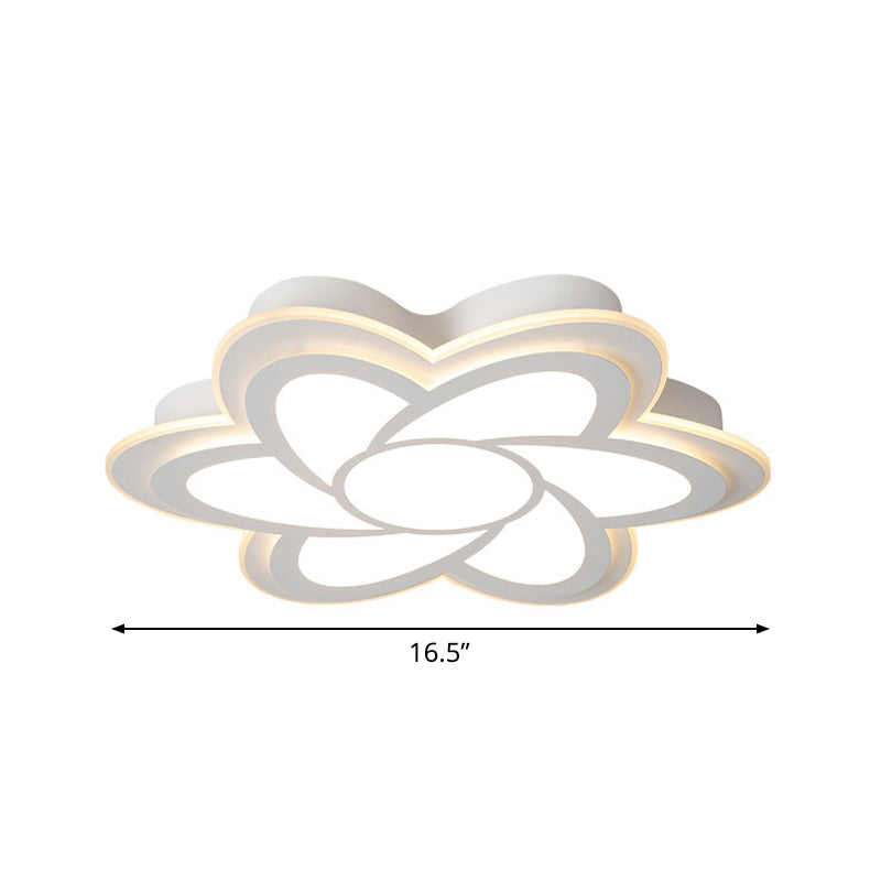 16.5"/20.5" Wide Flower LED Ceiling Lamp Modernist Acrylic White Flush Mount Recessed Lighting for Office Clearhalo 'Ceiling Lights' 'Close To Ceiling Lights' 'Close to ceiling' 'Flush mount' Lighting' 1458684