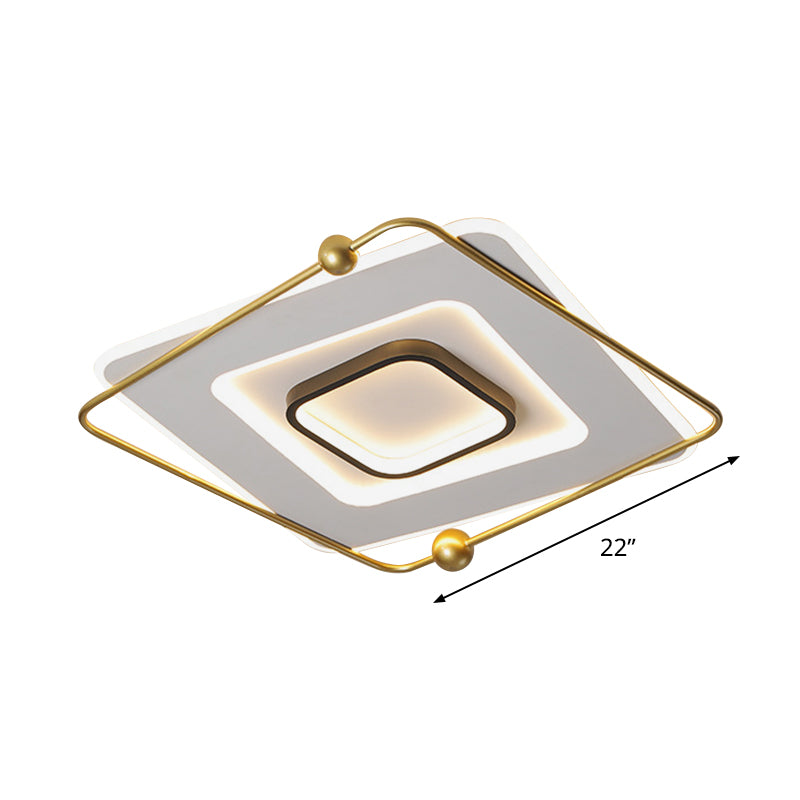 White-Gold Tiered Square Thin Flush Light Modernist Aluminum LED Flush Mount Ceiling Fixture in Warm/White Light, 18"/22" Width Clearhalo 'Ceiling Lights' 'Close To Ceiling Lights' 'Close to ceiling' 'Flush mount' Lighting' 1458831