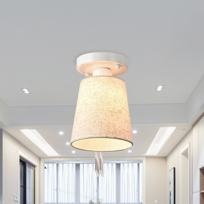 Small Horn Bedroom Semi Flush Light Fabric Single Minimalist Ceiling Mount Lamp in Black/White Clearhalo 'Ceiling Lights' 'Close To Ceiling Lights' 'Close to ceiling' 'Semi-flushmount' Lighting' 1459941