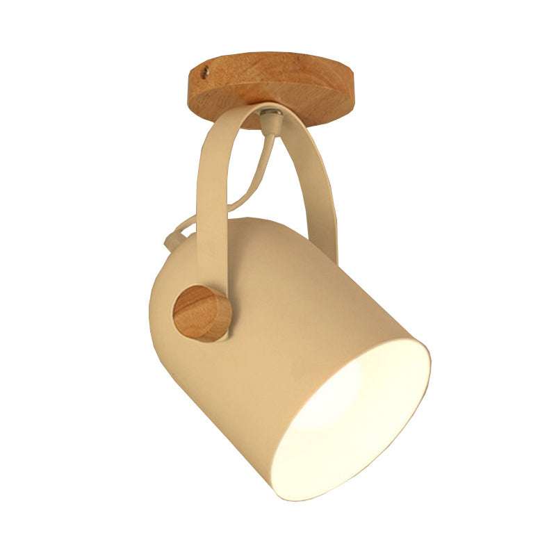 Small Elongated Dome Semi Mount Lighting Nordic Metal 1-Light White Ceiling Fixture with Adjustable Handle Clearhalo 'Ceiling Lights' 'Close To Ceiling Lights' 'Close to ceiling' 'Semi-flushmount' Lighting' 1460710