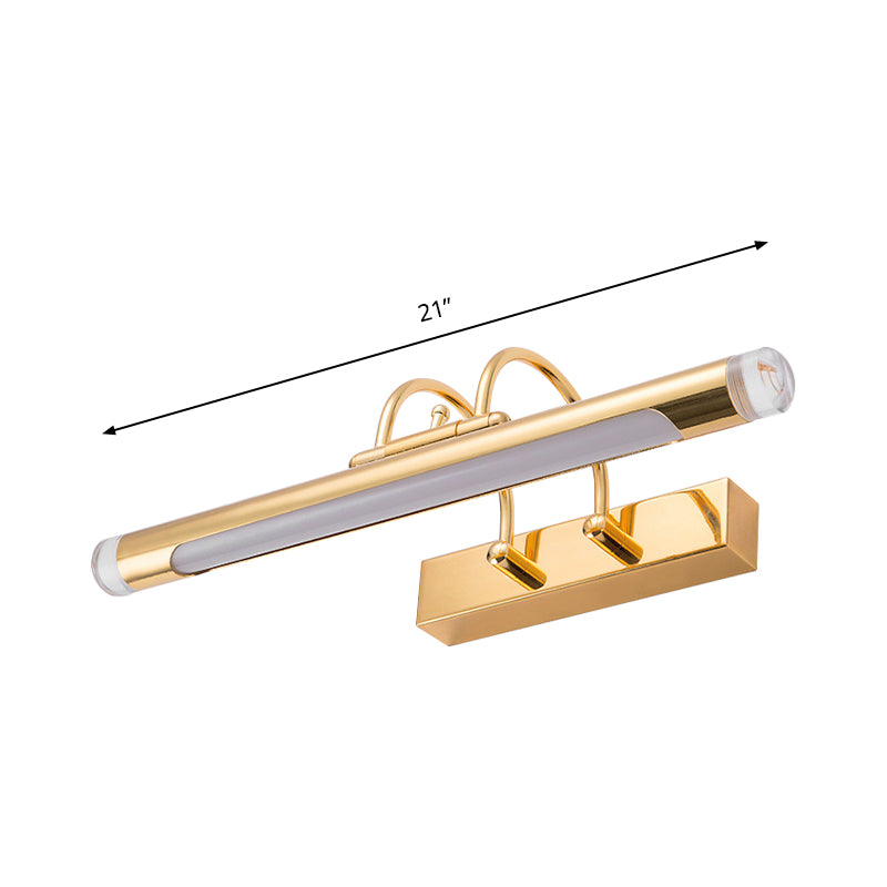 16"/21" Wide Cylindrical Vanity Light Fixture Modernism Style Metallic LED Indoor Wall Lamp in Gold, Warm/White Lighting Clearhalo 'Cast Iron' 'Glass' 'Industrial' 'Modern wall lights' 'Modern' 'Tiffany' 'Traditional wall lights' 'Vanity Lights' 'Wall Lights' Lighting' 146657