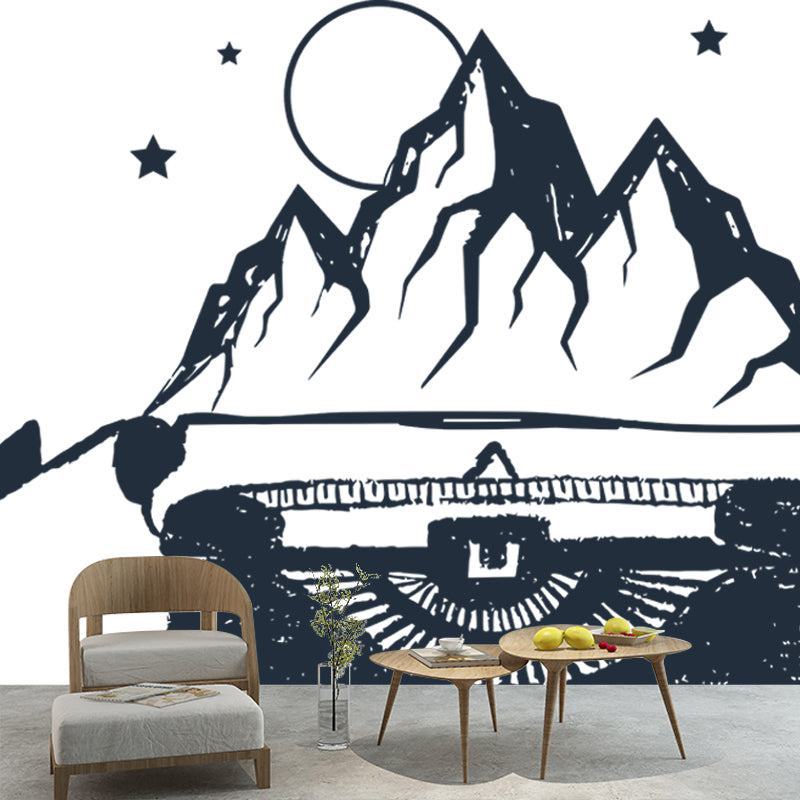 Full-Size Landline Mountain Mural Waterproofing Modernist Bedroom Wall Decoration Clearhalo 'Wall Decor' 'Wall Mural' 1468578