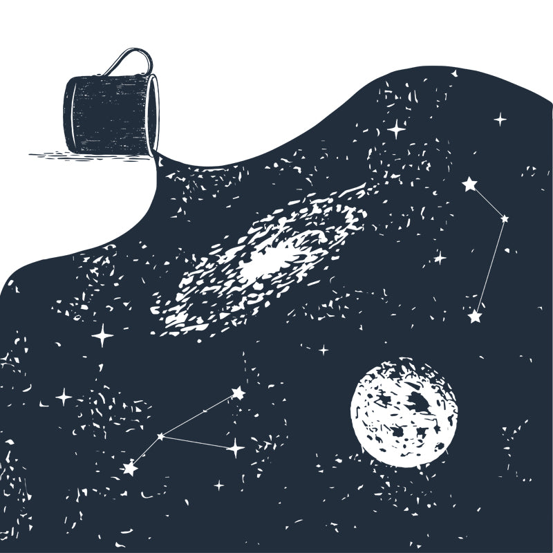 Novelty Pouring Water Wall Mural Black-White Astronomy Wall Covering for Living Room Clearhalo 'Wall Decor' 'Wall Mural' 1468585