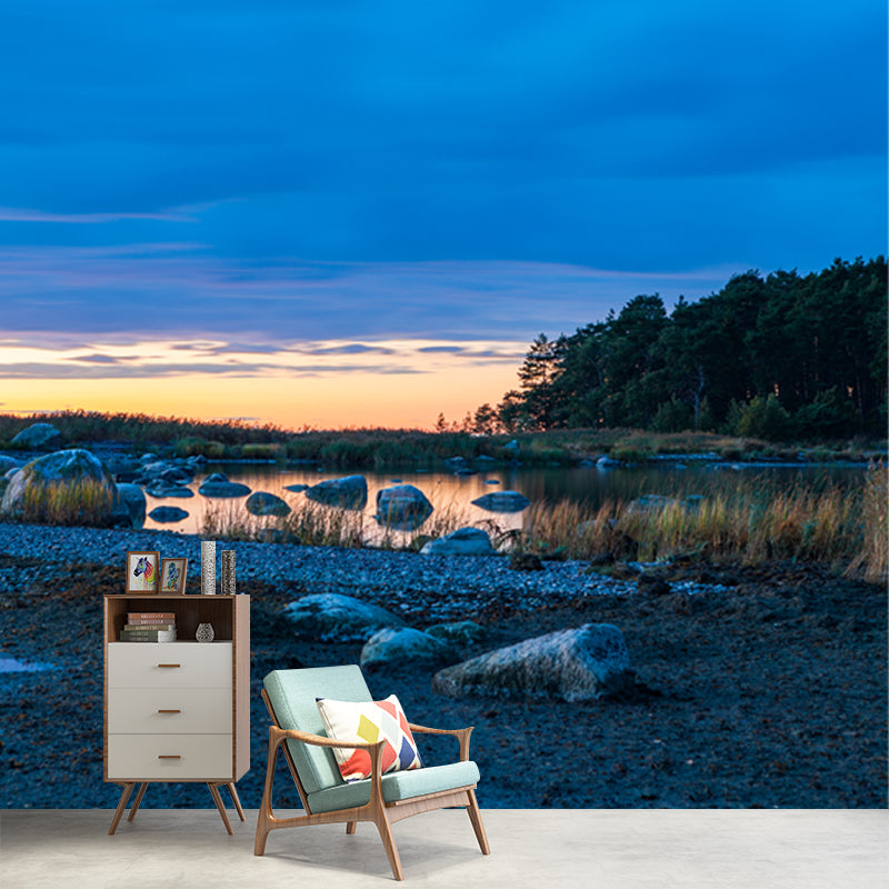 Photography Rocky Shoal Wallpaper Mural Large Wall Art for Living Room, Custom Size Clearhalo 'Wall Decor' 'Wall Mural' 1468654