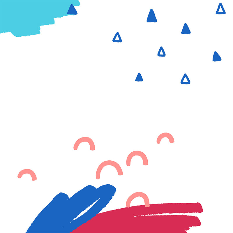 Kids Scribbles Mural Wallpaper Blue-Red Arch and Triangle Pattern Wall Art for Nursery Clearhalo 'Wall Decor' 'Wall Mural' 1469225