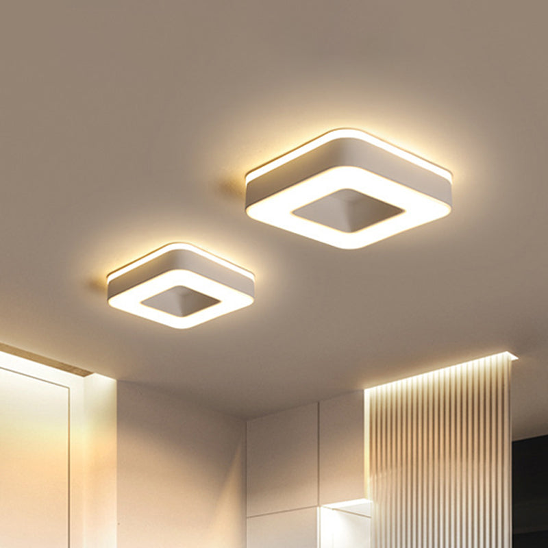 LED Corridor Ceiling Light Simple Black/White Flush Mounted Lamp with Small Square/Round Acrylic Frame, Warm/White Light Clearhalo 'Ceiling Lights' 'Close To Ceiling Lights' 'Close to ceiling' 'Flush mount' Lighting' 1473593