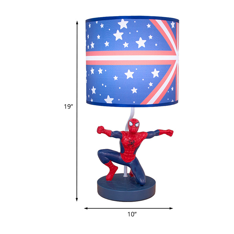 Fabric Drum Nightstand Lamp Kids 1 Bulb Night Table Lighting in Blue with Star Pattern for Nursery Clearhalo 'Lamps' 'Table Lamps' Lighting' 1474313