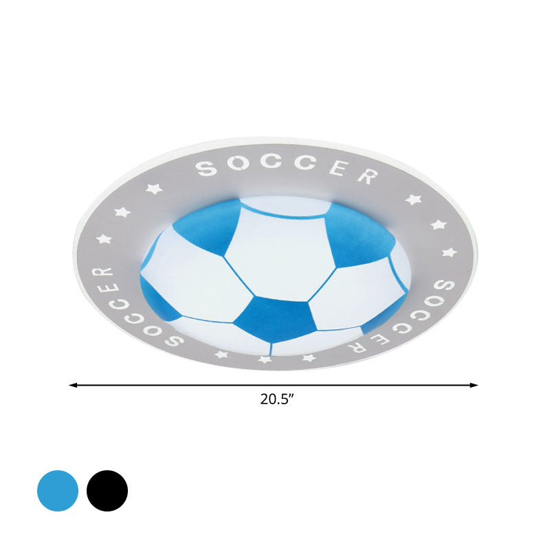 16.5"/20.5" W Kids LED Flush Mount Spotlight Black/Blue Football Flushmount Ceiling Lamp with Acrylic Shade Clearhalo 'Ceiling Lights' 'Close To Ceiling Lights' 'Close to ceiling' 'Flush mount' Lighting' 1474415