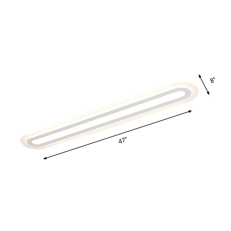 31.5"/39"/47" Wide Simplicity Oval Acrylic Flush Mount Light LED Ceiling Mounted Fixture in Warm/White Light Clearhalo 'Ceiling Lights' 'Close To Ceiling Lights' 'Close to ceiling' 'Flush mount' Lighting' 147443