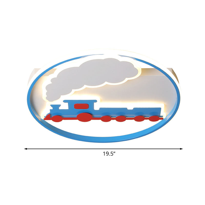 Train Flush Mount Ceiling Light Kids Acrylic LED Boys Bedroom Flushmount Lighting in Blue, 16"/19.5" Width Clearhalo 'Ceiling Lights' 'Close To Ceiling Lights' 'Close to ceiling' 'Flush mount' Lighting' 1474430