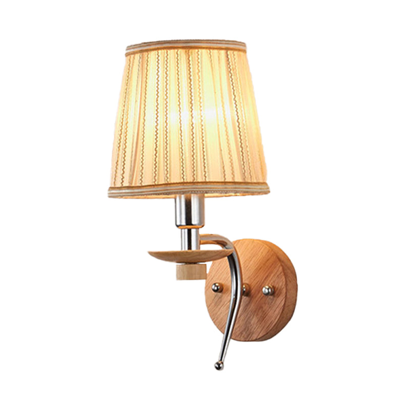 1 Bulb Tapered Wall Mount Fixture Contemporary White/Beige Fabric Wall Sconce for Corridor Clearhalo 'Modern wall lights' 'Modern' 'Wall Lamps & Sconces' 'Wall Lights' Lighting' 147600