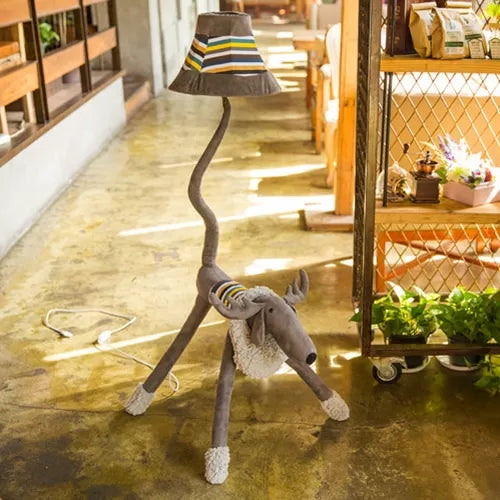 Fabric Animal Floor Lamp Restaurant Shop 1 Head Modern Cute Floor Light with Trapezoid Shade Clearhalo 'Floor Lamps' 'Lamps' Lighting' 14829