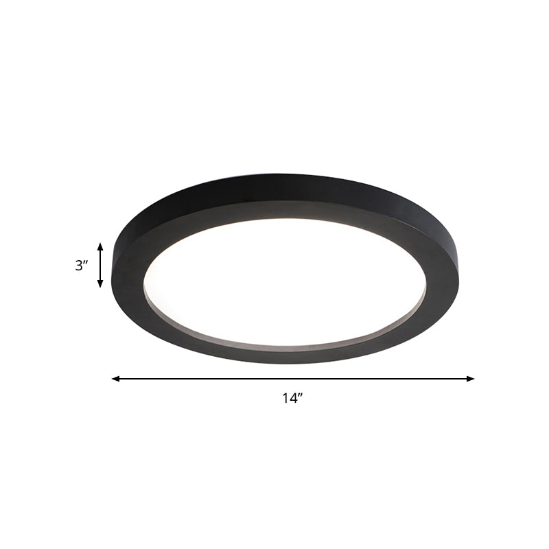 Plate Metal Flush Mount Minimalism Led 14"/18" Wide Black Flush Ceiling Light Fixture with Recessed Diffuser Clearhalo 'Ceiling Lights' 'Close To Ceiling Lights' 'Close to ceiling' 'Flush mount' Lighting' 149333