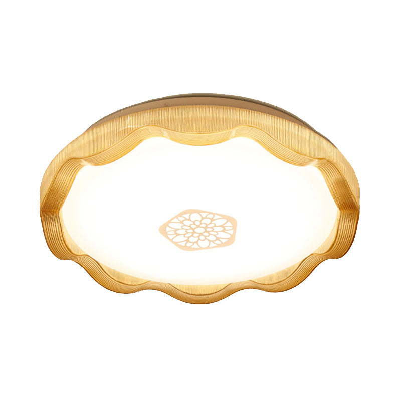 Metal Scalloped Ceiling Flush with Acrylic Diffuser White/Blue/Gold Bedroom 16"/19.5" Dia LED Flush Light Fixture in Warm/White Clearhalo 'Ceiling Lights' 'Close To Ceiling Lights' 'Close to ceiling' 'Flush mount' Lighting' 149491